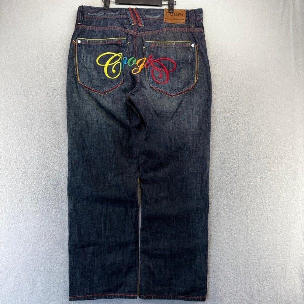 Vintage Coogi Jeans Mens 38x34 Blue Embroidered Logo Hip Hop Baggy Y2K Denim